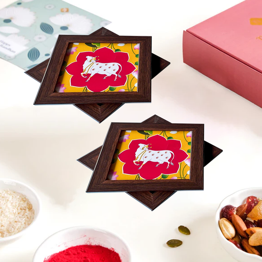 Elegant Cow Design Coaster Set (Set of 4)