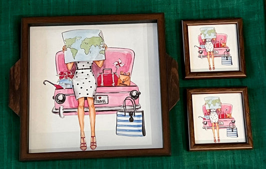 Voyager Tray Set (10×10 inch) with 2 Coasters