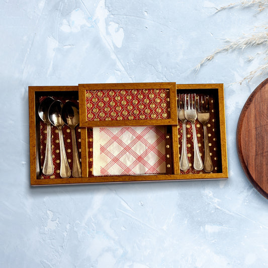 A combination of Embroidery Tissue and Cutlery Holder (9x16x2.25 inch)