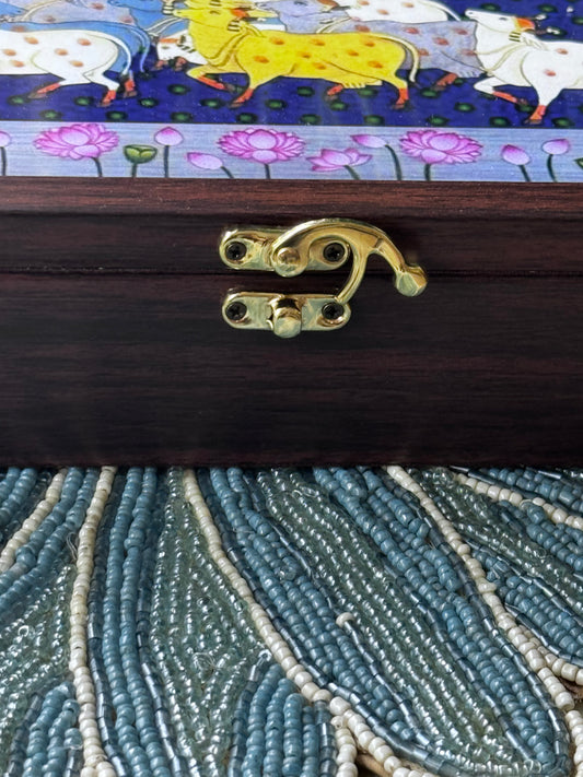 Divine Cow Parade Glass-Top Wooden Box