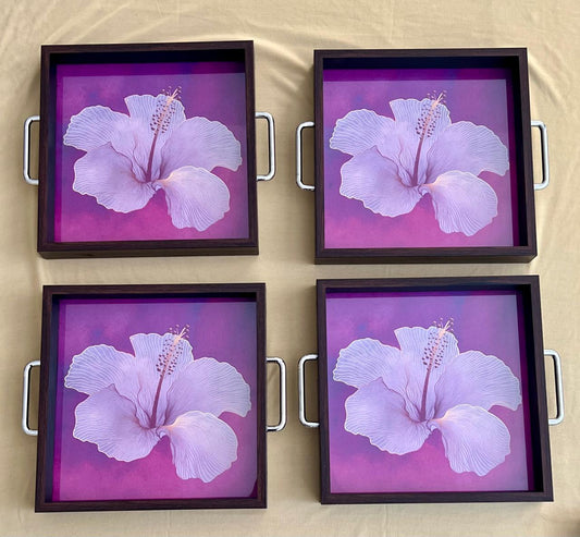 Blossom Aura Tray with Steel Handle