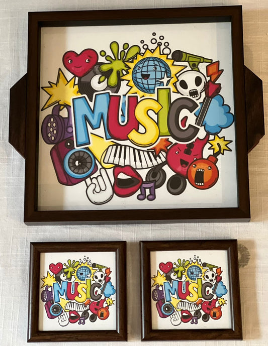 Rhythm & Vibes Tray Set with 4 Coasters