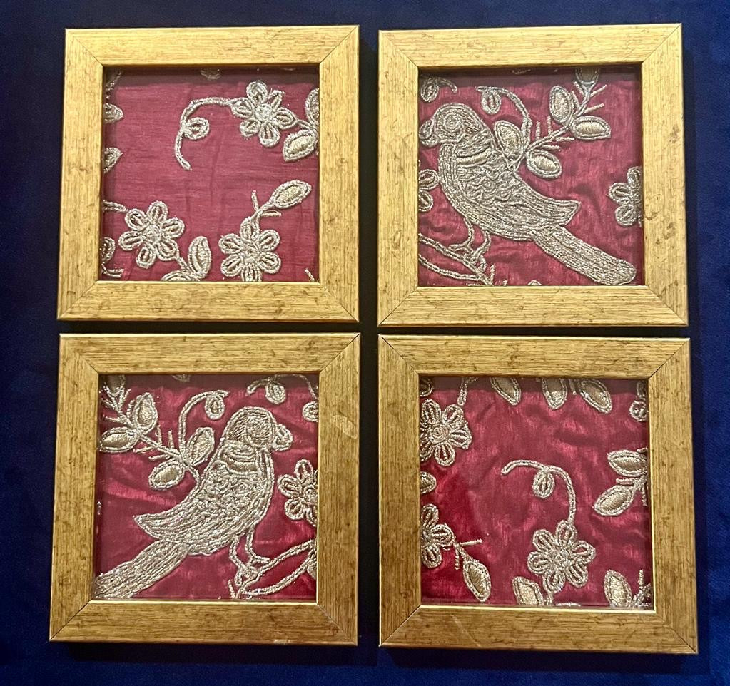 Red Embroidered Coaster (Set of 4)