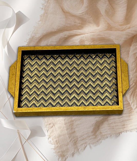 BLACK AND GOLD EMBROIDERY TRAY (7*12 INCHES)