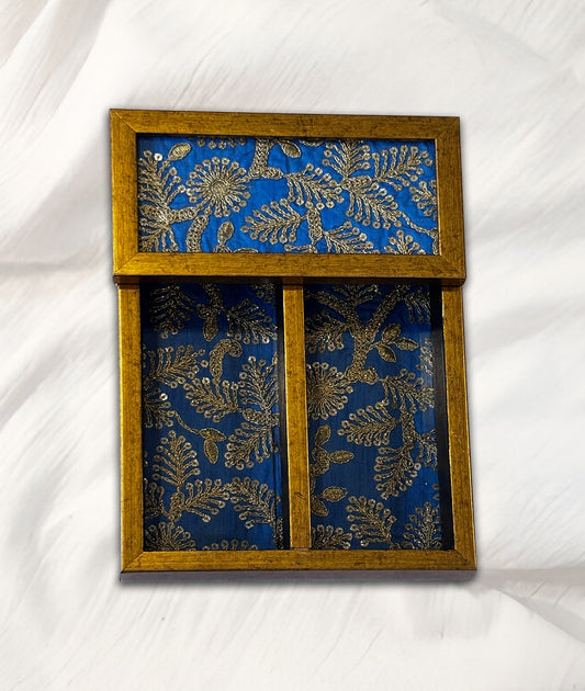 Cutlery Holder Blue Embroidery with Brocade with metal Motif (8×11 inches)