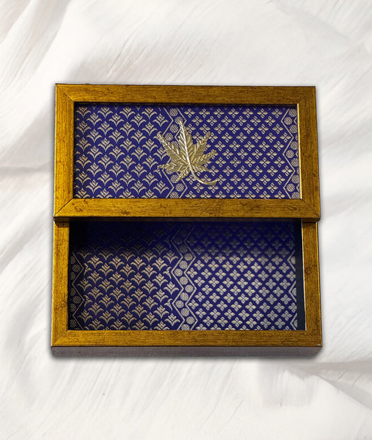 Purple Tissue Holder with Metal Leaf Motif (8×8 inches)
