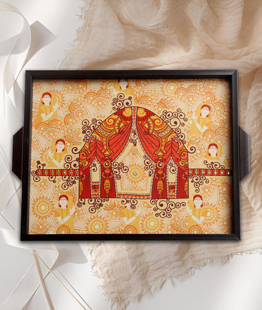 Heritage Doli Tray (10×12 inch) – Crystal Work under Glass
