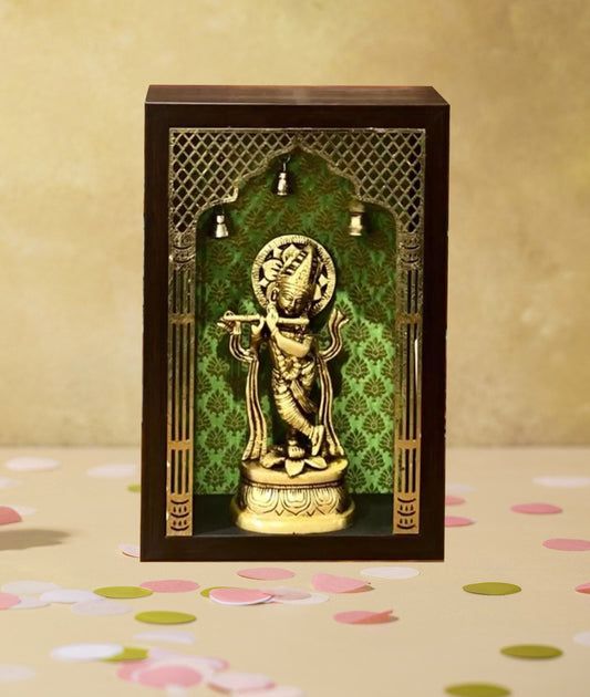 Krishna Temple Brass Décor (7×10.5 inch)
