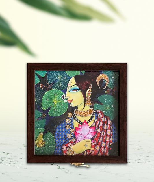 Lotus Muse Box with Crystal Work (8×8 inch)