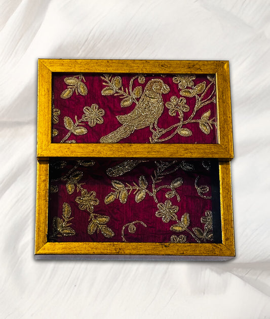 Maroon Embroidery Tissue Holder (8×8 inches)