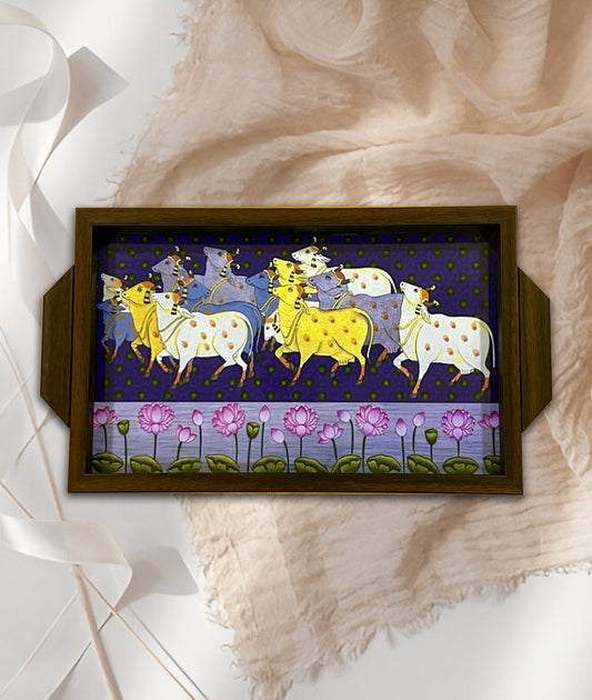 Pichwai Digital Print Purple Tray (6×10 inch)