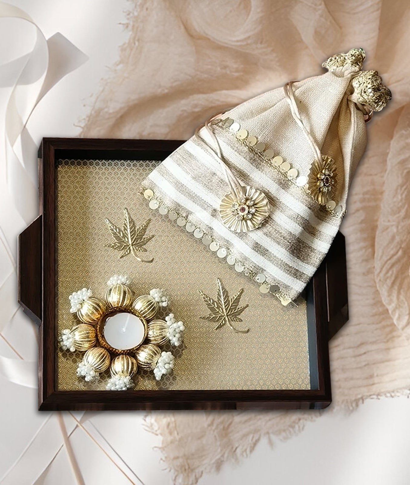 Rivaayat hamper Tray set with Dry fruit and Diya