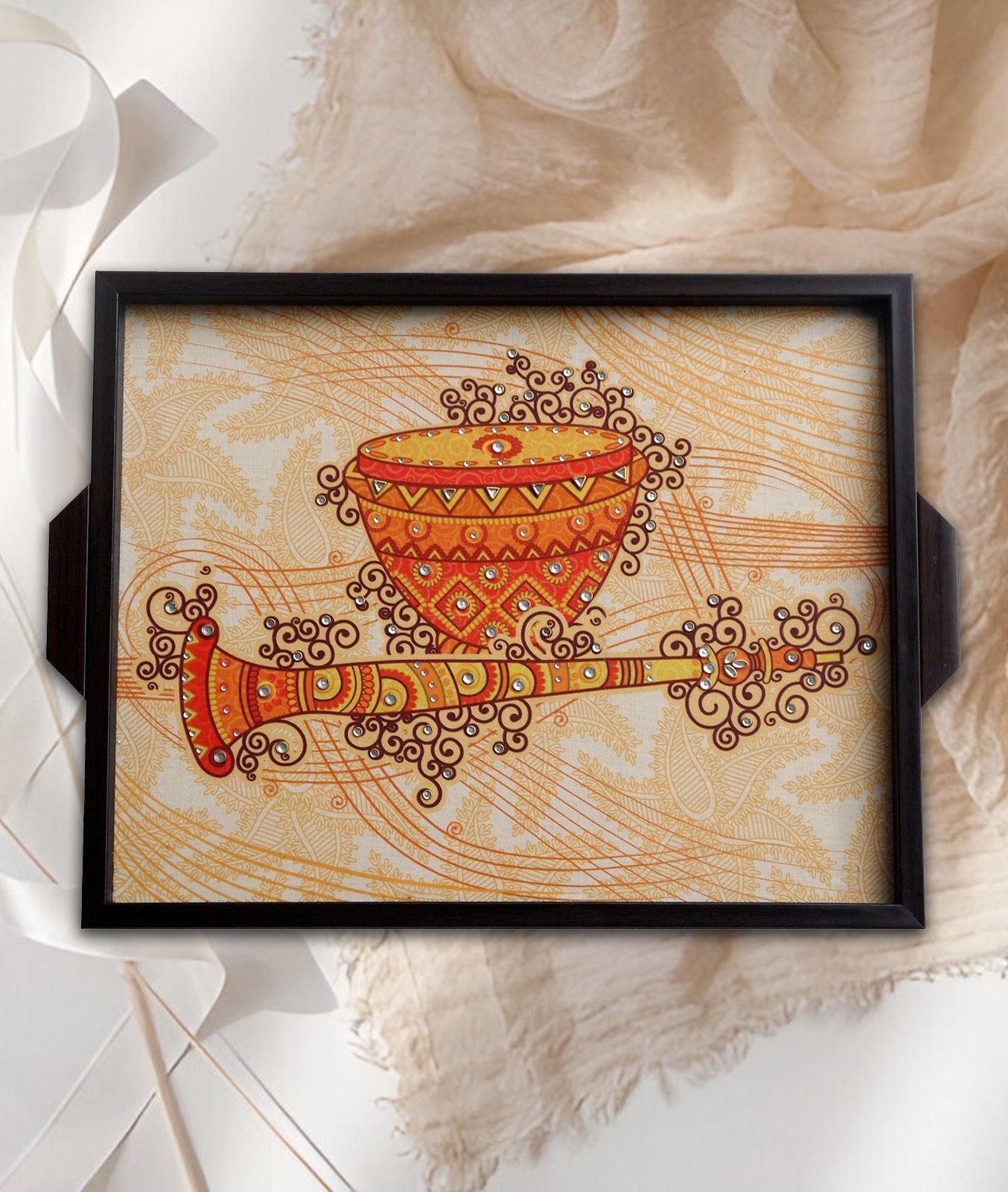 Shenai Tray (10×12 inch) – Crystal Work