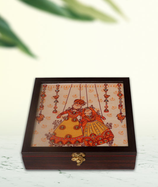 Vivah Treasure Box (8×8 inch) – Crystal Work under Glass