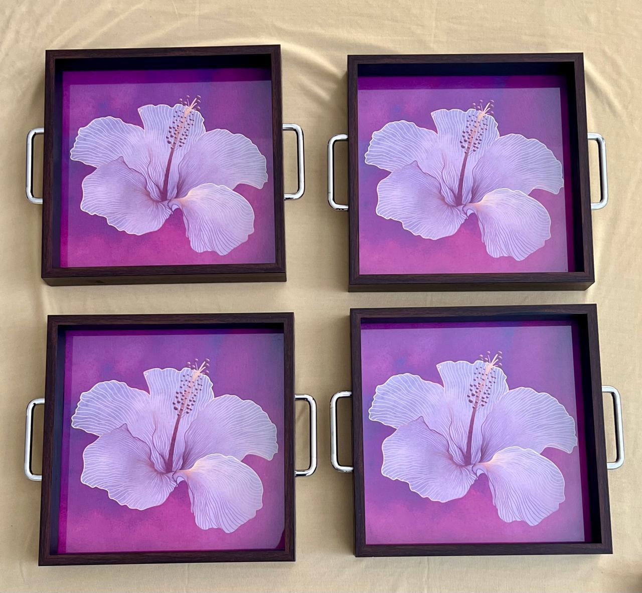 Blossom Aura Tray with Steel Handle