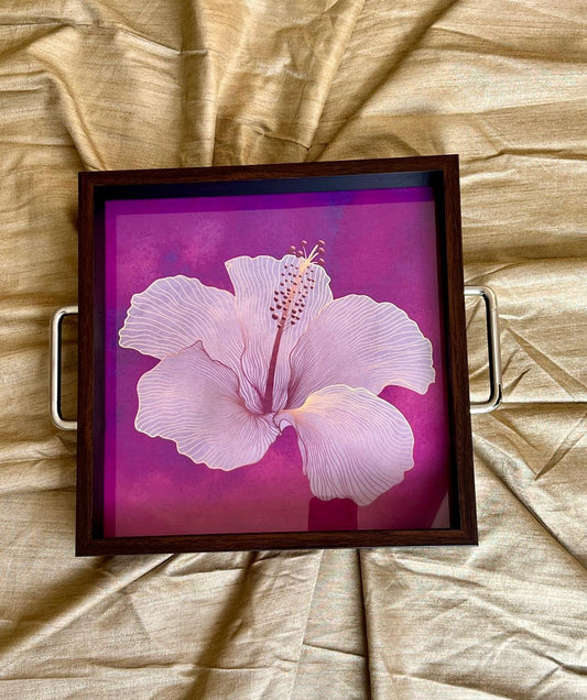 Blossom Aura Tray with Steel Handle