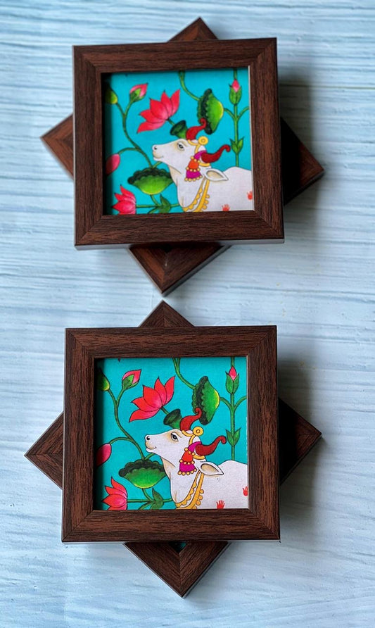 Blue Pichwai Design Coaster Set (Set of 4)
