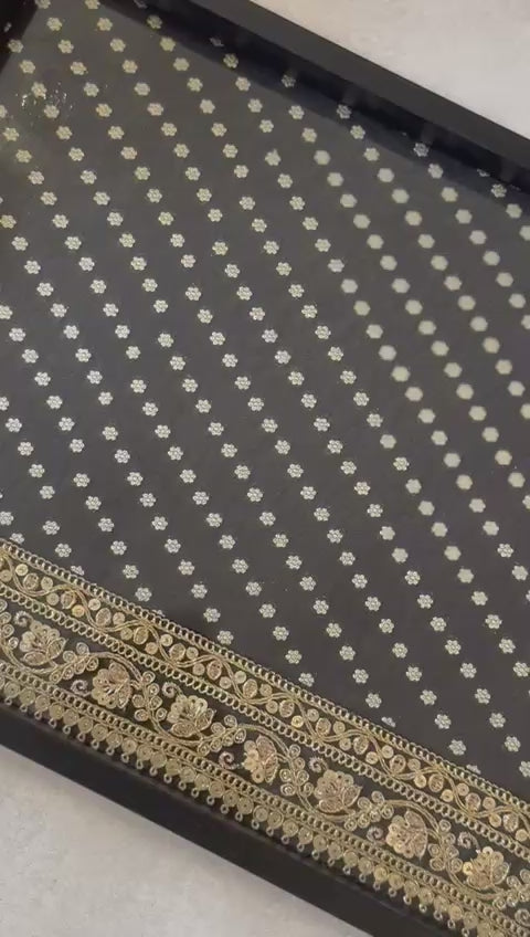 Brocade silk with zari border (set of 2 trays)